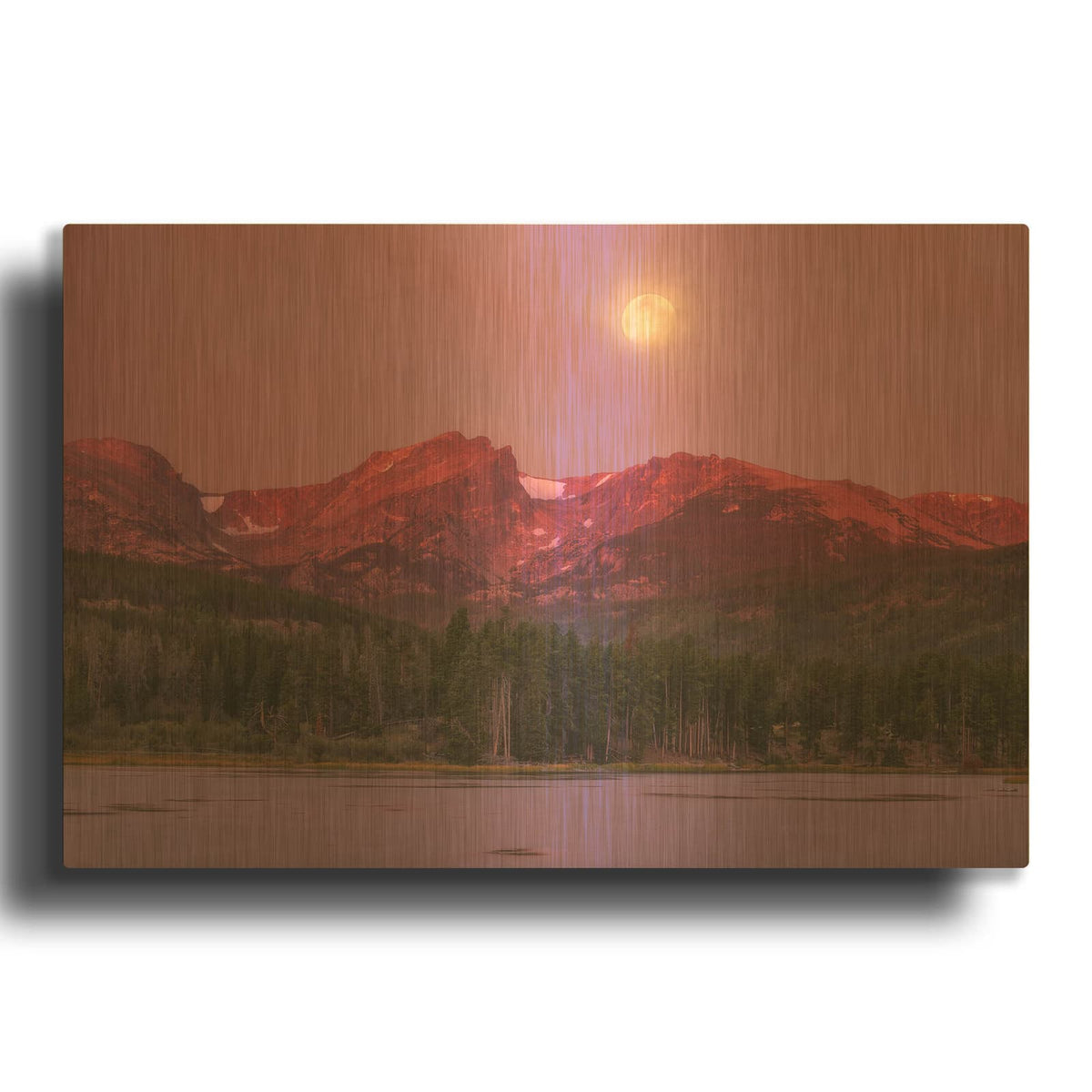 'Harvest Moon over Hallett Peak - Rocky Mountain National Park' By Darren White Gold Metal Wall Art