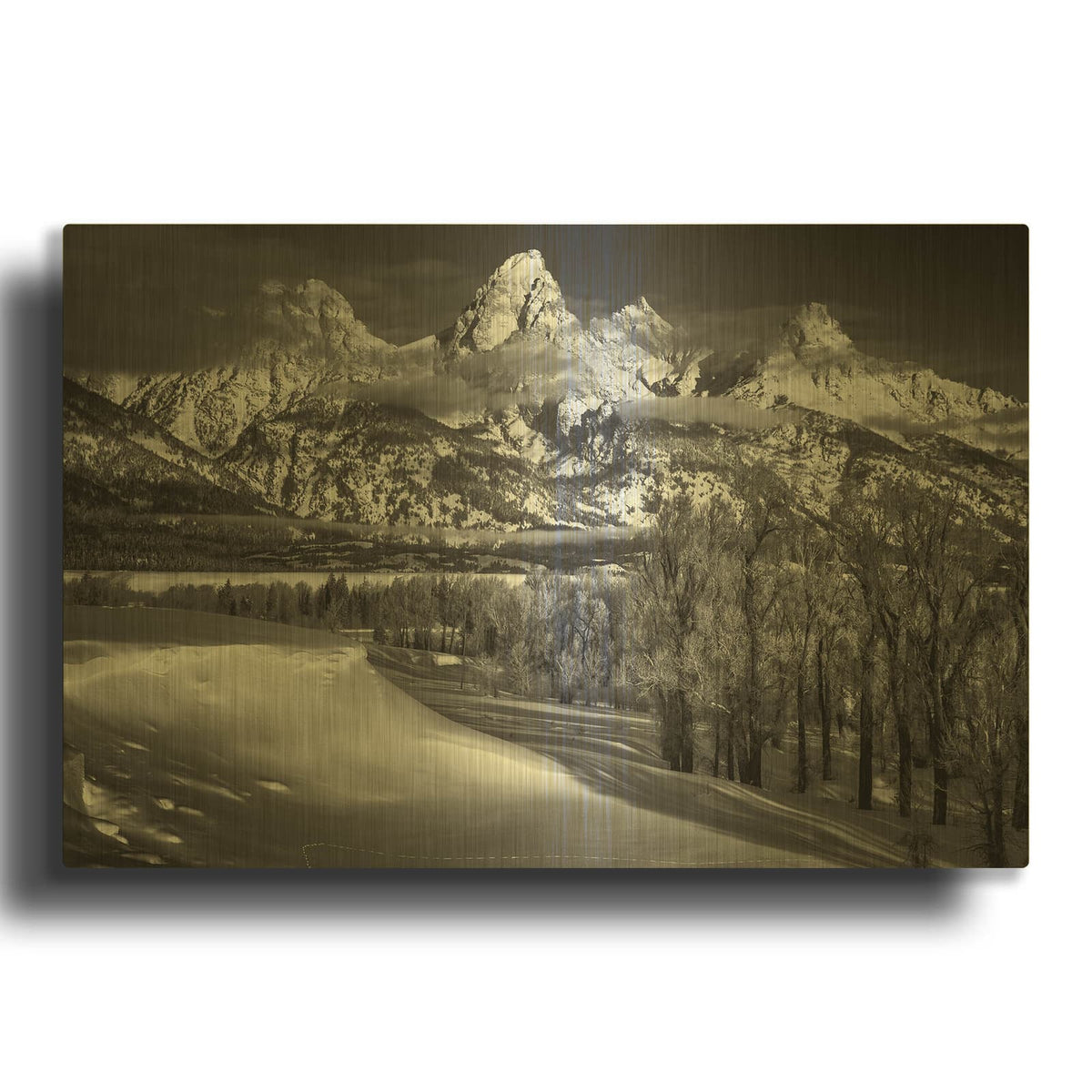 'Majestic Peaks - Grand Teton National Park' By Darren White Gold Metal Wall Art