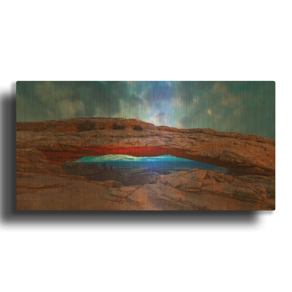 'Moonrise over Mesa - Canyonlands National Park' By Darren White Gold Metal Wall Art