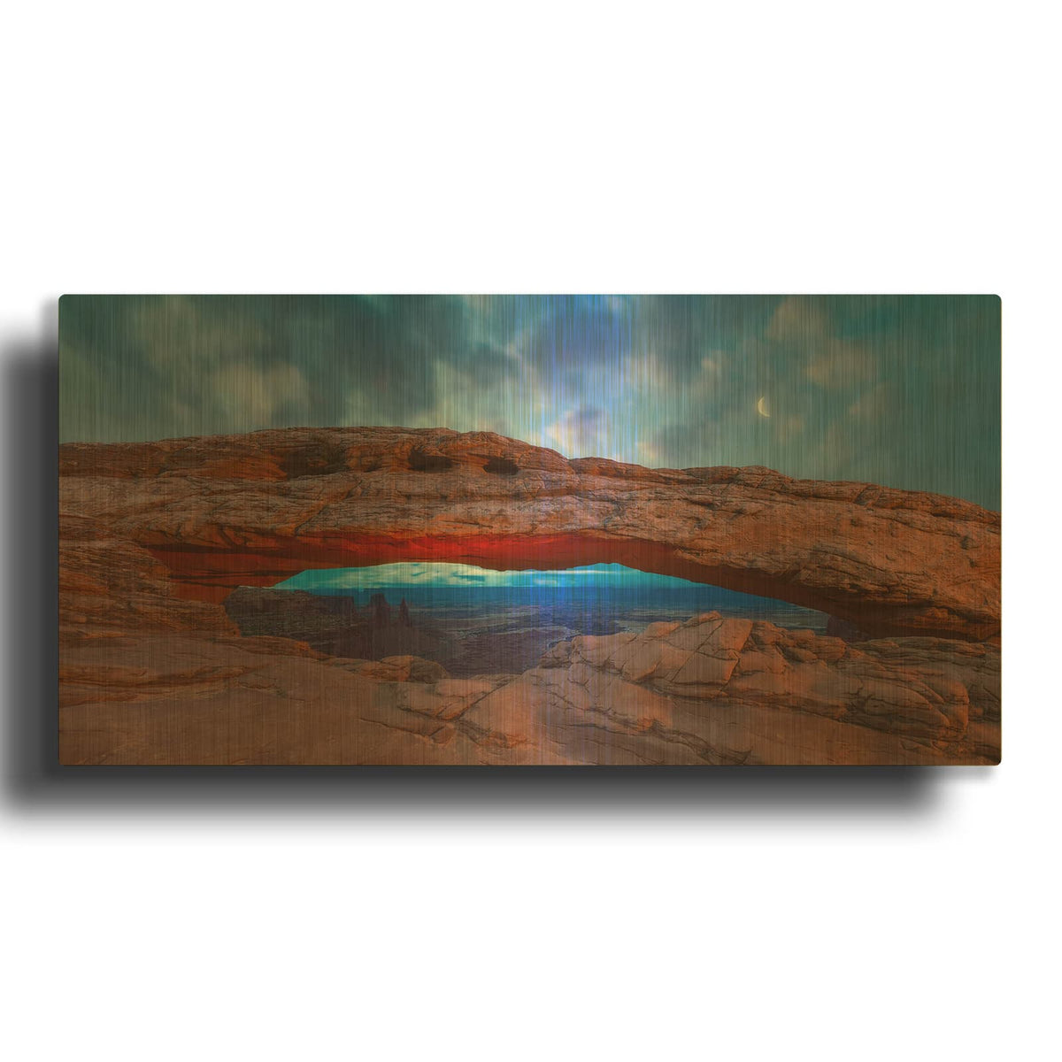 'Moonrise over Mesa - Canyonlands National Park' By Darren White Gold Metal Wall Art