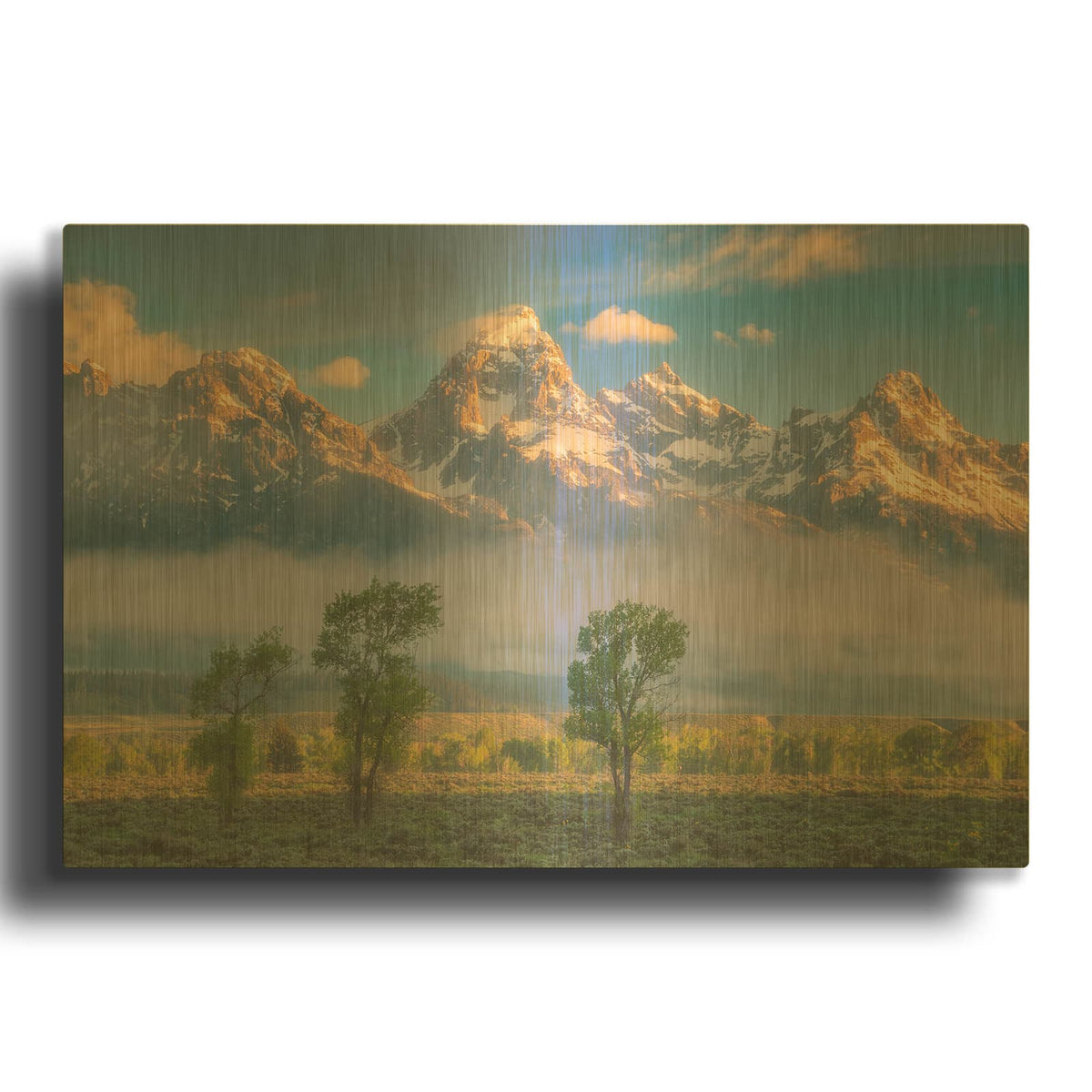 'Morning Fog In the Tetons - Grand Teton National Park' By Darren White Gold Metal Wall Art