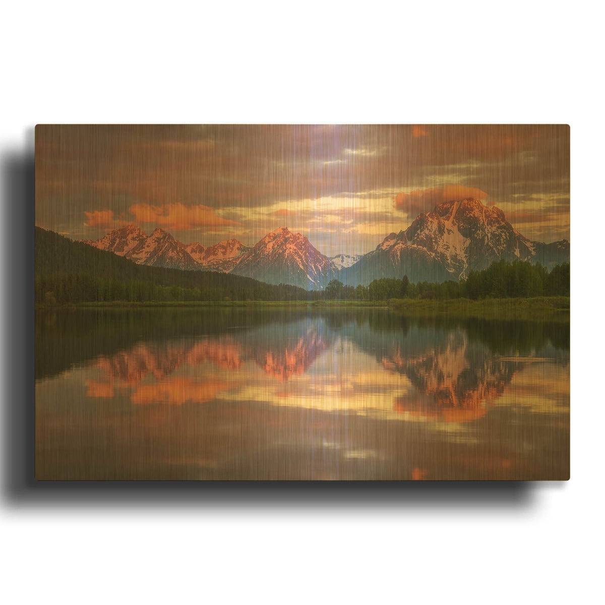 'Morning Tranquillity - Grand Teton National Park' By Darren White Gold Metal Wall Art