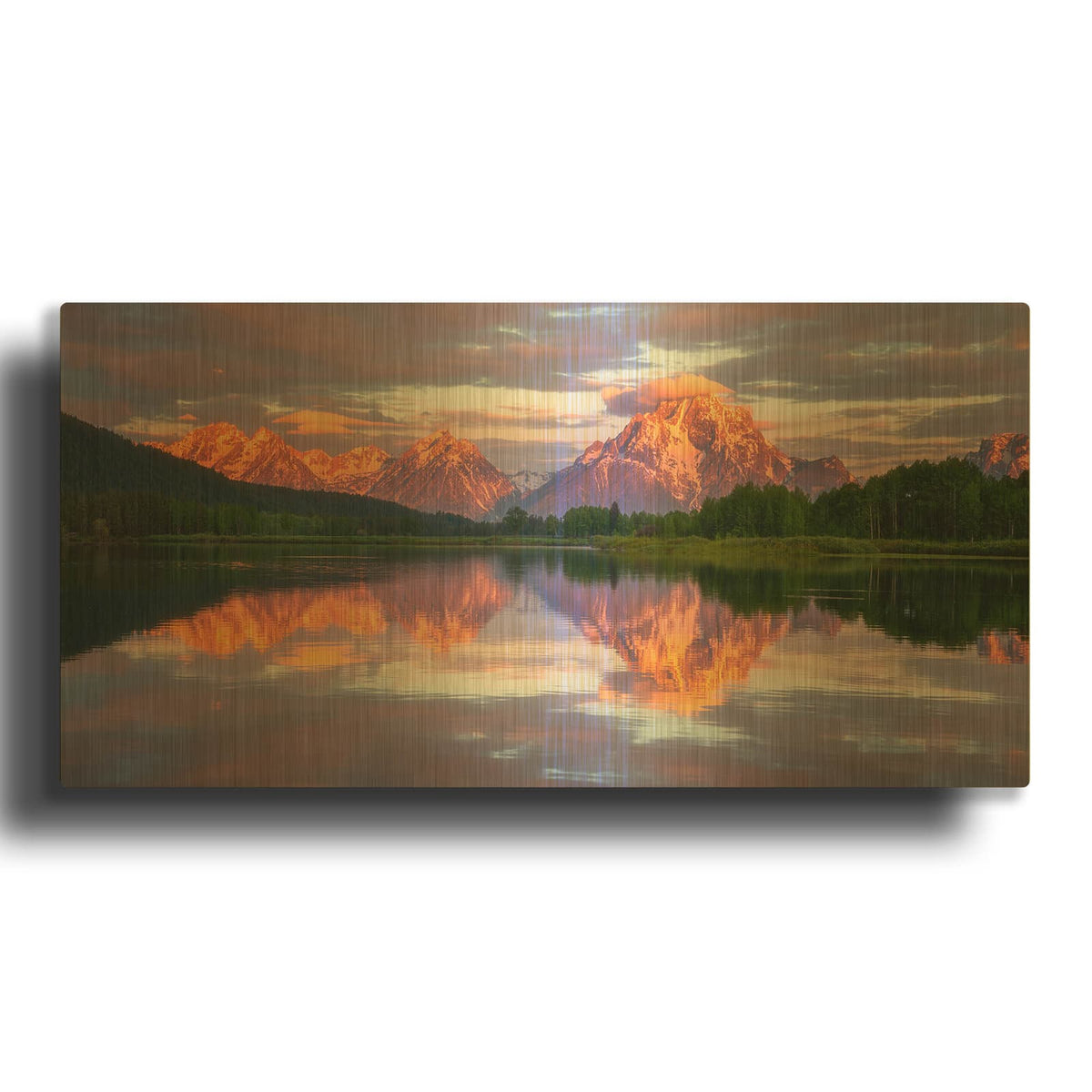 'Oxbow Magic - Grand Teton National Park' By Darren White Gold Metal Wall Art