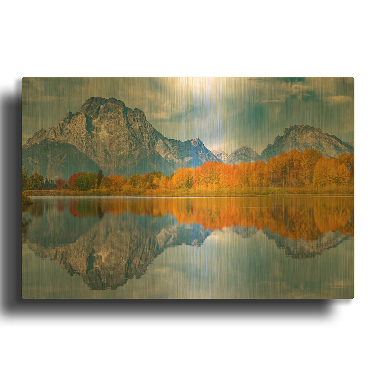 'Oxbows Autumn - Grand Teton National Park' By Darren White Gold Metal Wall Art