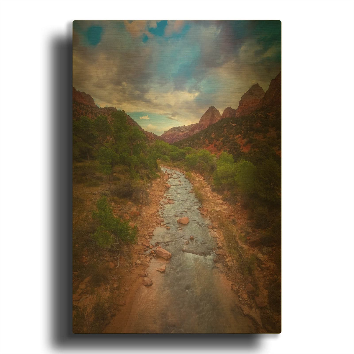 'Path to Zion - Zion National Park' By Darren White Gold Metal Wall Art
