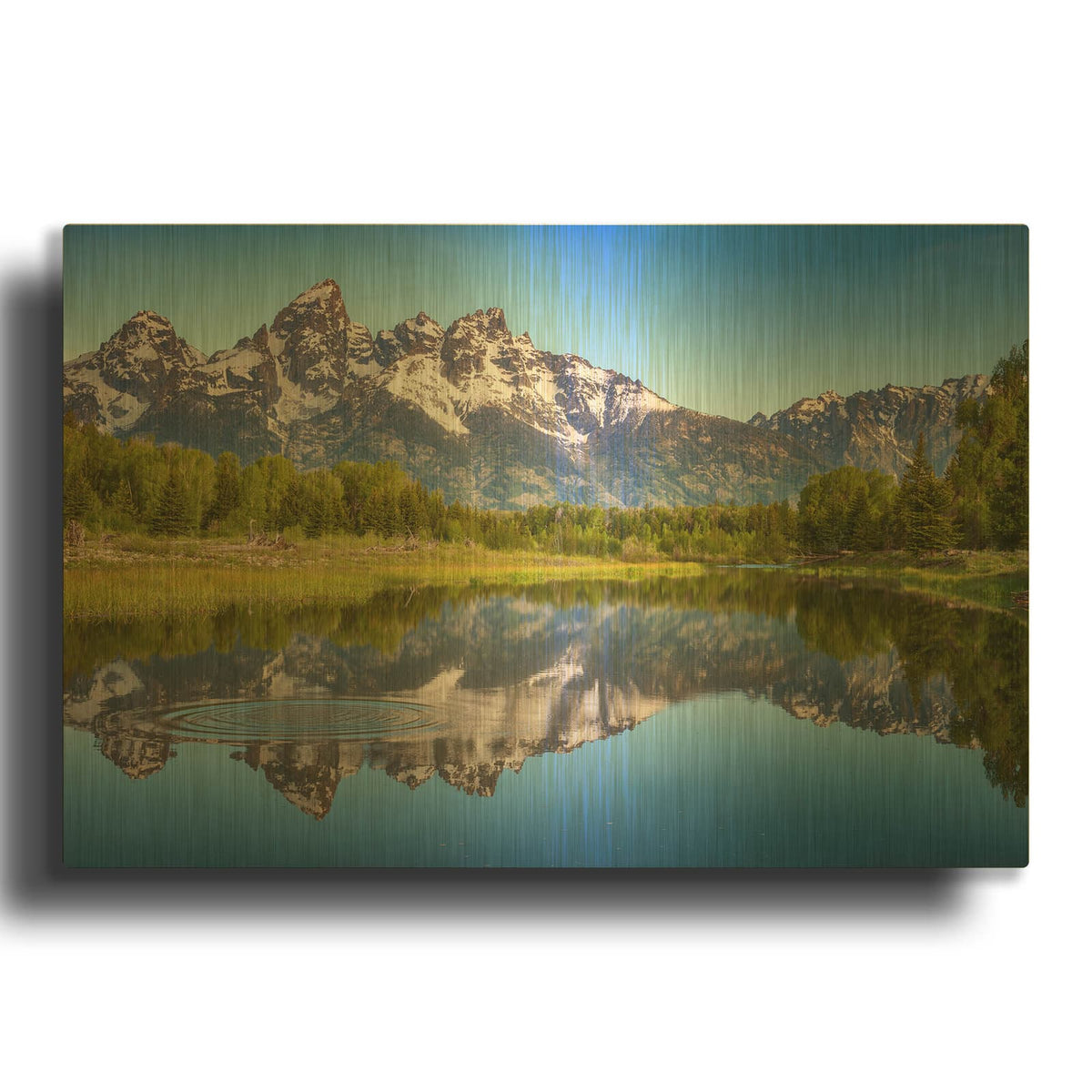 'Ripples in the Tetons - Grand Teton National Park' By Darren White Gold Metal Wall Art