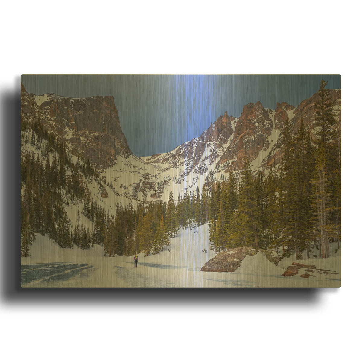 'Rocky Mountain Snowshoer - Rocky Mountain National Park' By Darren White Gold Metal Wall Art