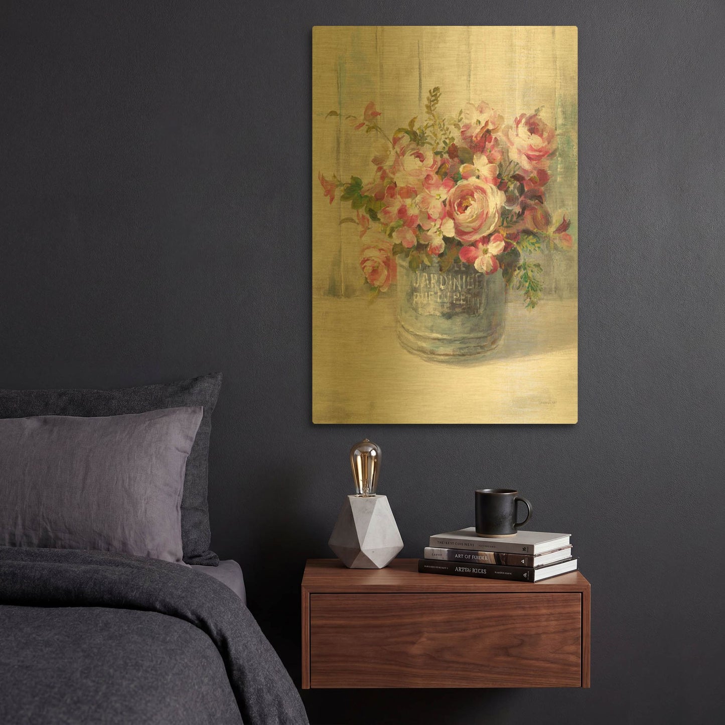 'Garden Blooms I' By Danhui Nai Gold Metal Wall Art
