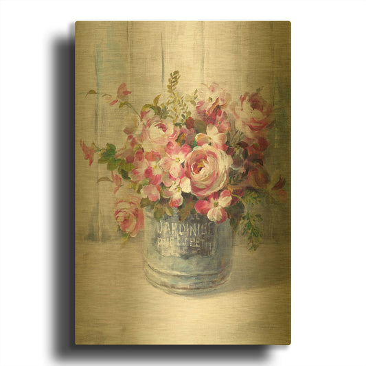 'Garden Blooms I' By Danhui Nai Gold Metal Wall Art