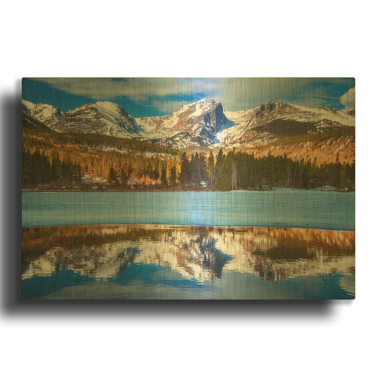 'Sprague Lake - Rocky Mountain National Park' By Darren White Gold Metal Wall Art