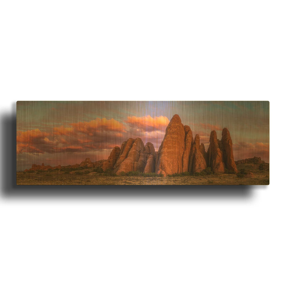 'Sunset at the Fins - Arches National Park' By Darren White Gold Metal Wall Art