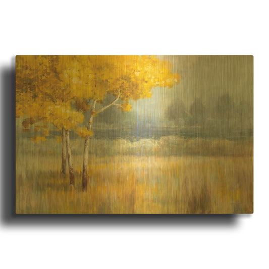 'Yellow Landscape' By Danhui Nai Gold Metal Wall Art