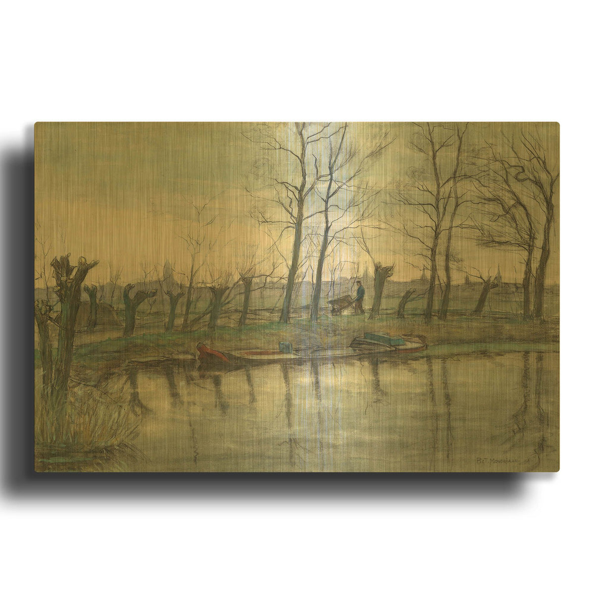 'Amsterdam Skyline Viewed from the West 1894–1904' By Piet Mondrian Gold Metal Wall Art