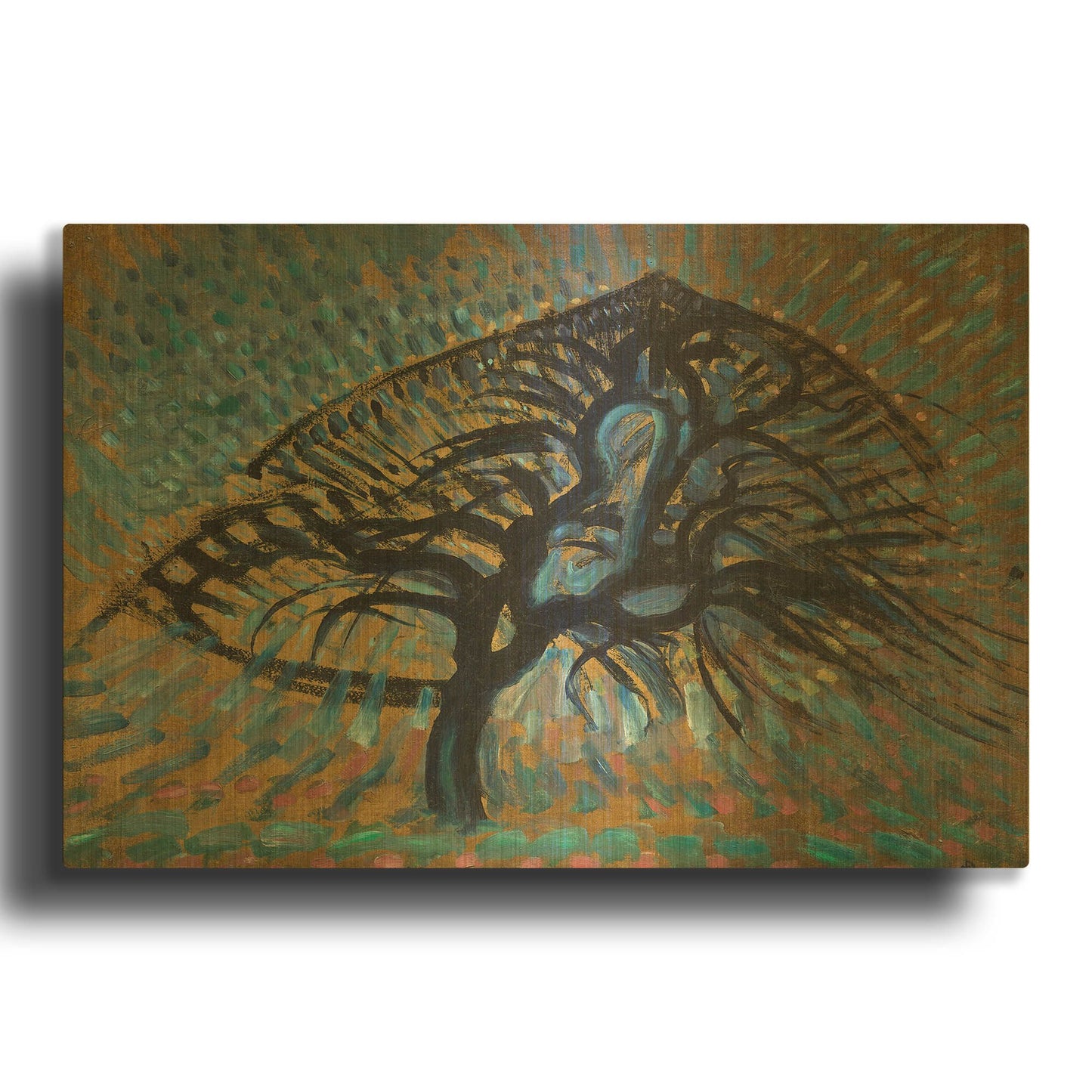 'Apple Tree, Pointillist Version 1908–1909' By Piet Mondrian Gold Metal Wall Art