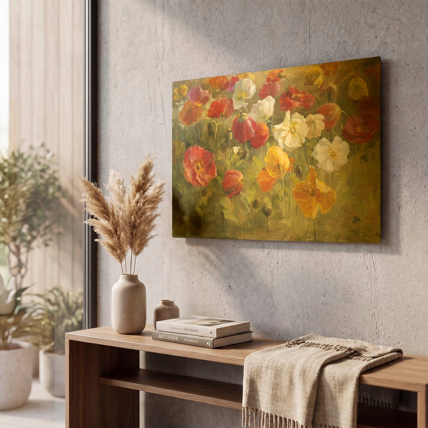 'Poppy Field' By Danhui Nai Gold Metal Wall Art