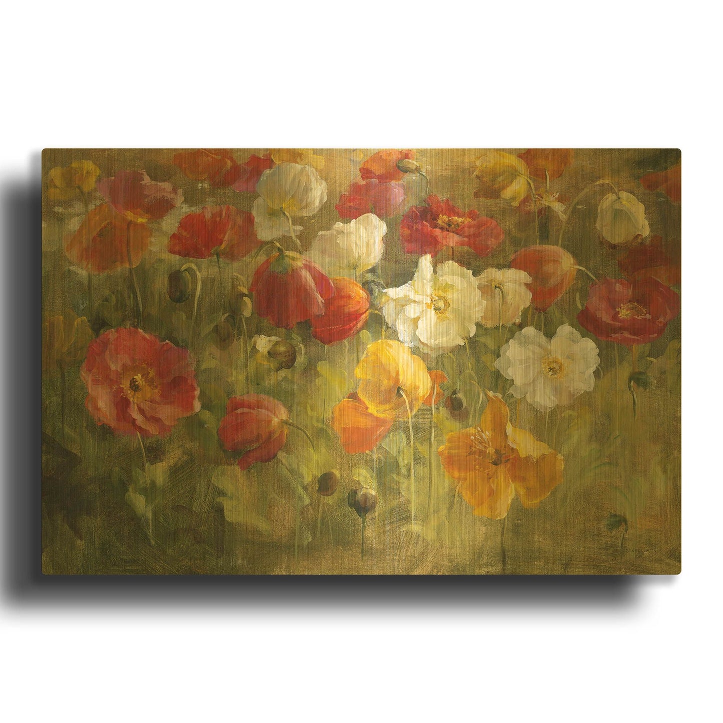 'Poppy Field' By Danhui Nai Gold Metal Wall Art