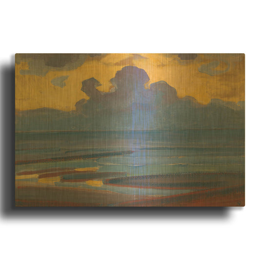 'By the Sea-1909' By Piet Mondrian Gold Metal Wall Art