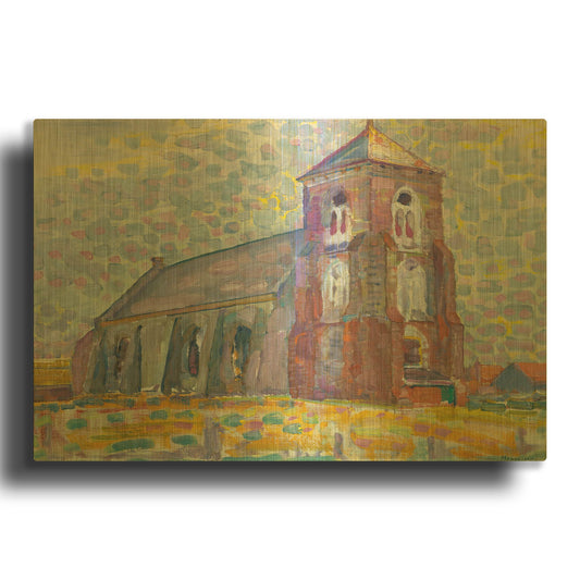 'Church In Zoutelande-1909' By Piet Mondrian Gold Metal Wall Art