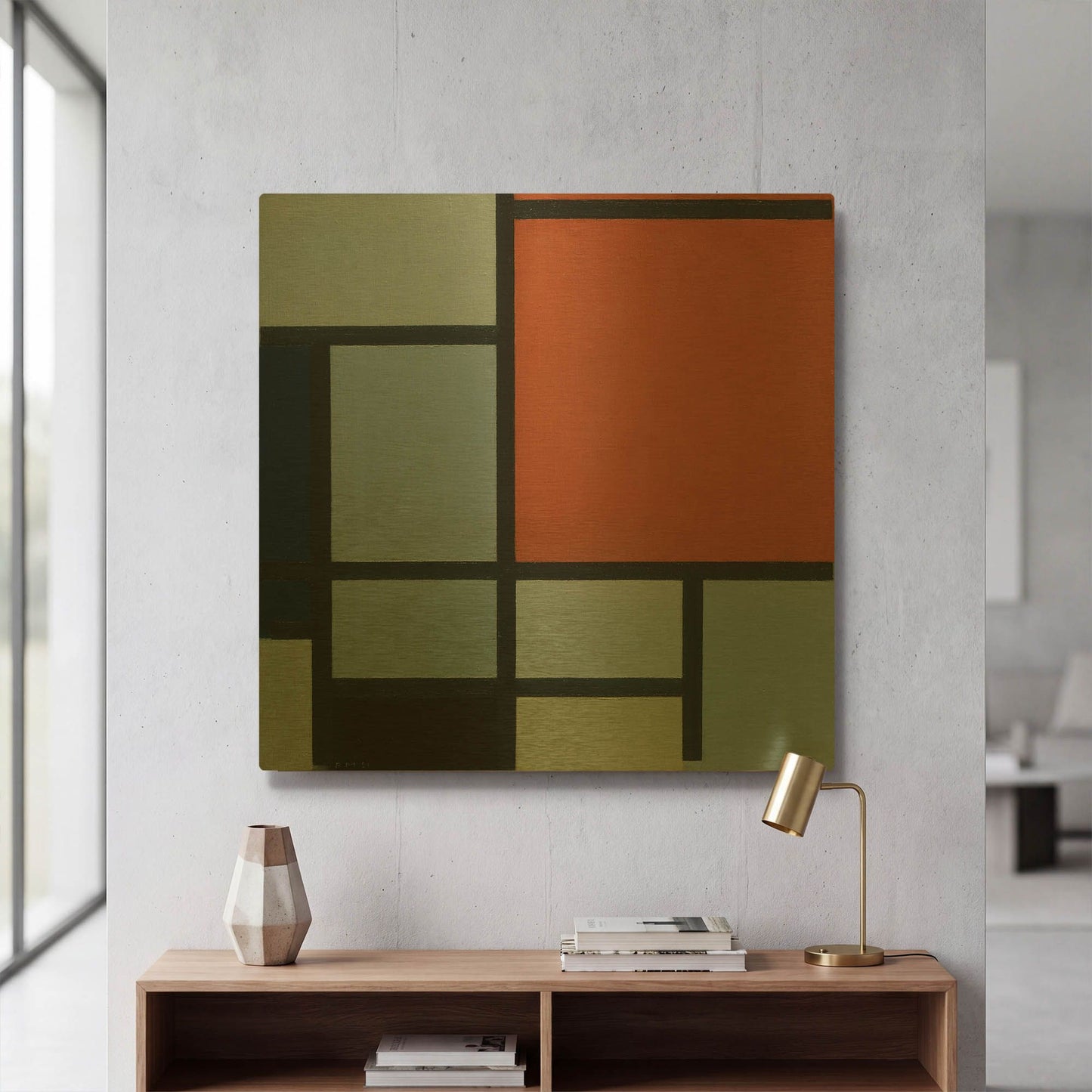 'Composition 1921' By Piet Mondrian Gold Metal Wall Art