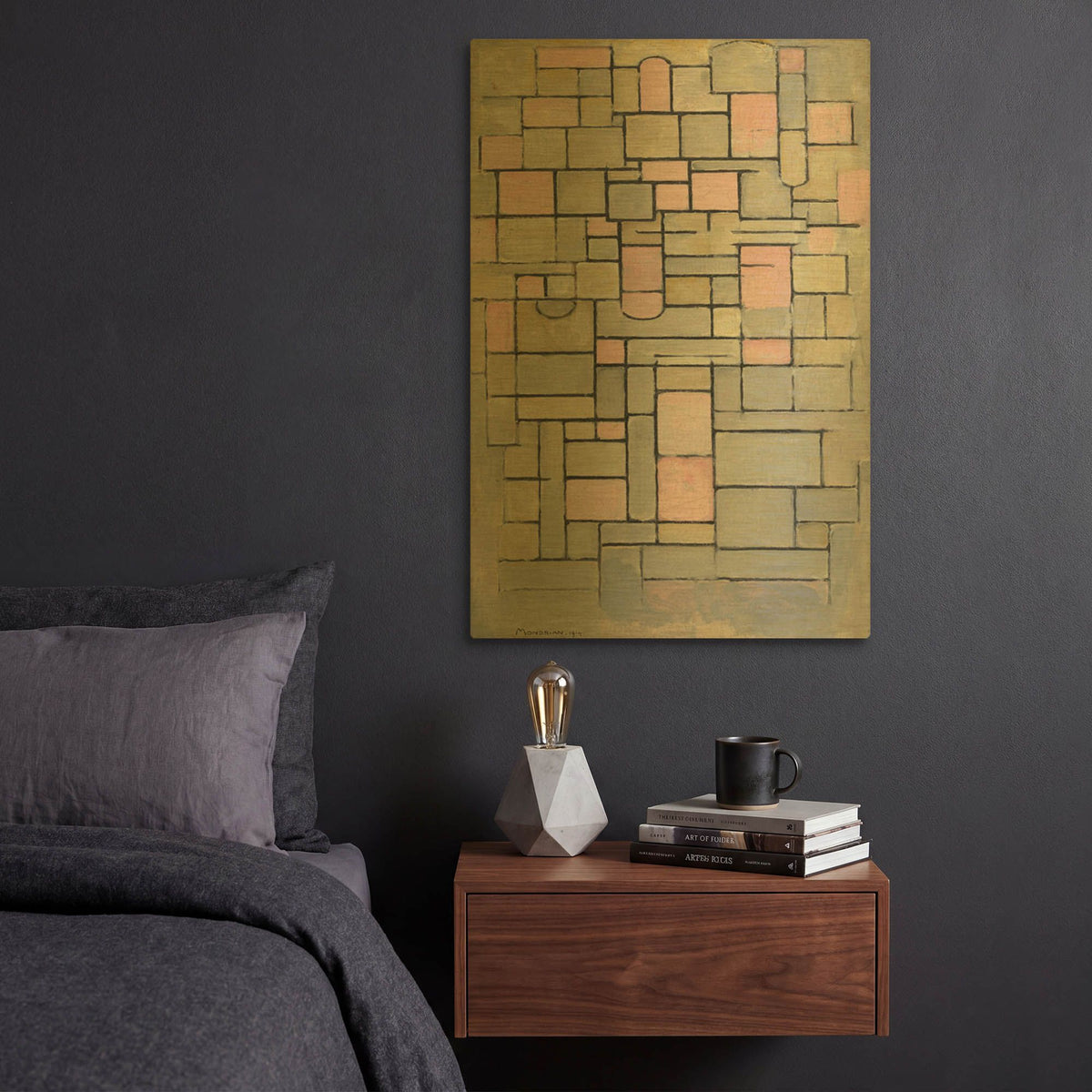 'Composition 8, 1914' By Piet Mondrian Gold Metal Wall Art
