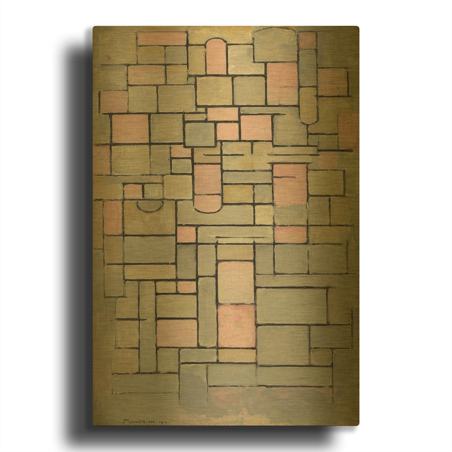 'Composition 8, 1914' By Piet Mondrian Gold Metal Wall Art
