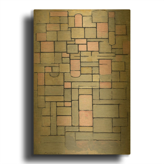 'Composition 8, 1914' By Piet Mondrian Gold Metal Wall Art