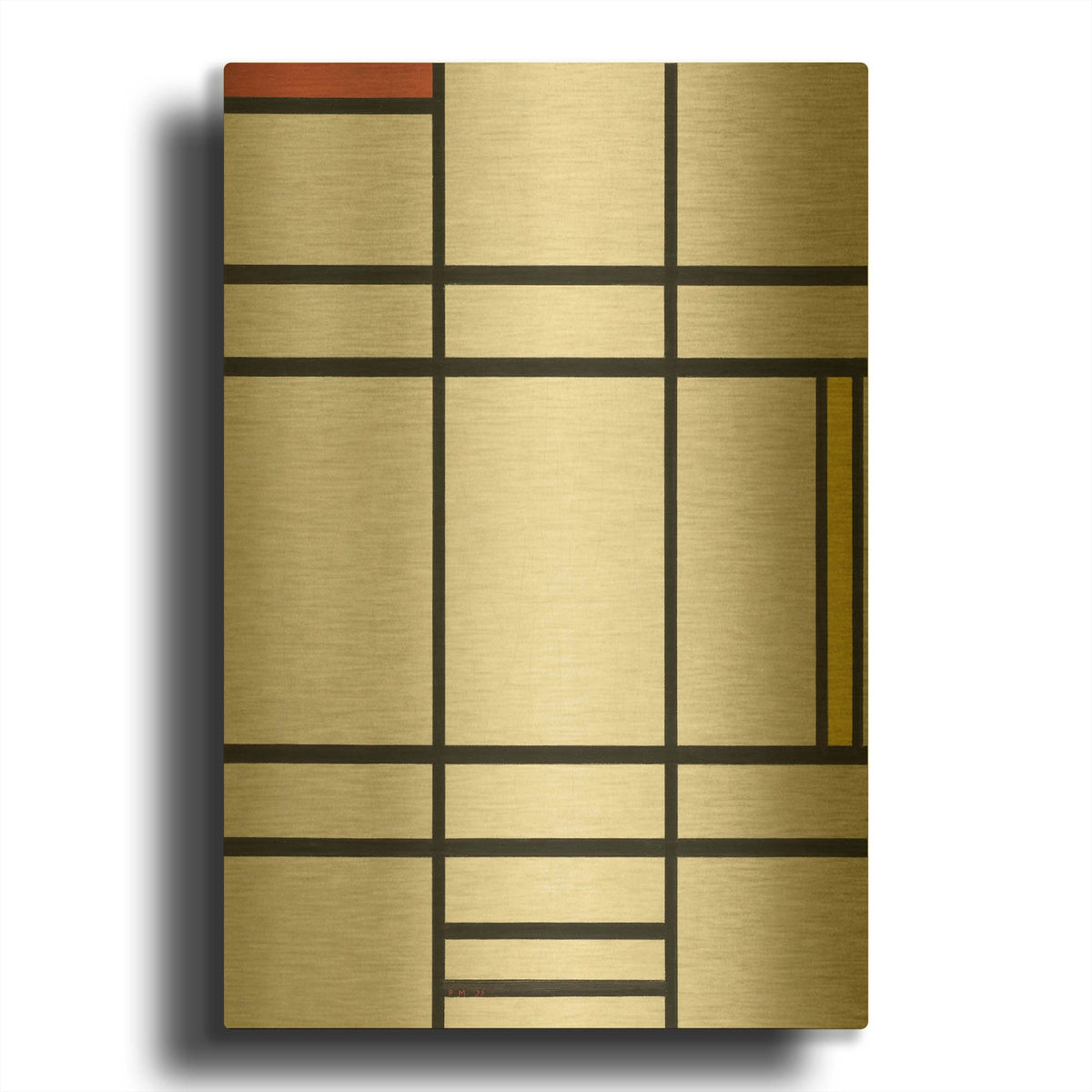 'Composition in White, Red, and Yellow, 1936' By Piet Mondrian Gold Metal Wall Art