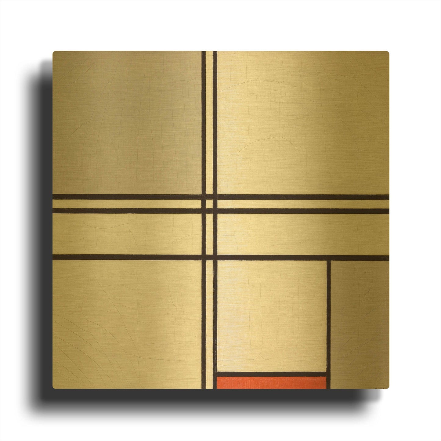 'Composition No. 1 Gray and Red, 1935' By Piet Mondrian Gold Metal Wall Art
