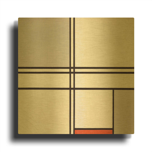 'Composition No. 1 Gray and Red, 1935' By Piet Mondrian Gold Metal Wall Art