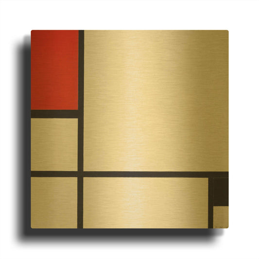 'Composition No. I, with Red and Black, 1929' By Piet Mondrian Gold Metal Wall Art