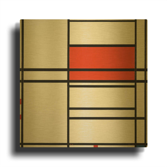 'Composition of Red and White; No. 1, Composition No. 4 with Red and Blue, 1938–42' By Piet Mondrian Gold Metal Wall Art