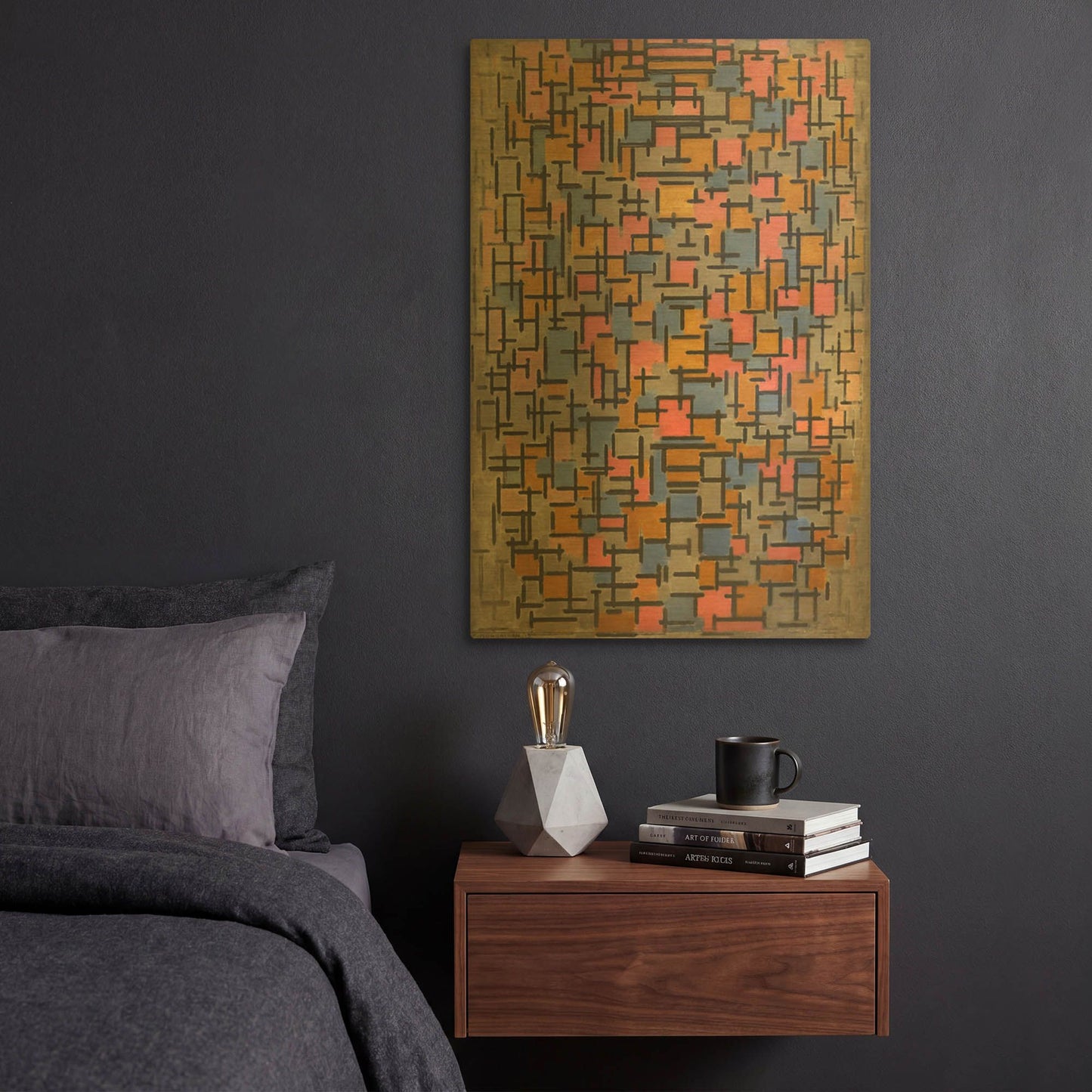'Composizione, 1916' By Piet Mondrian Gold Metal Wall Art