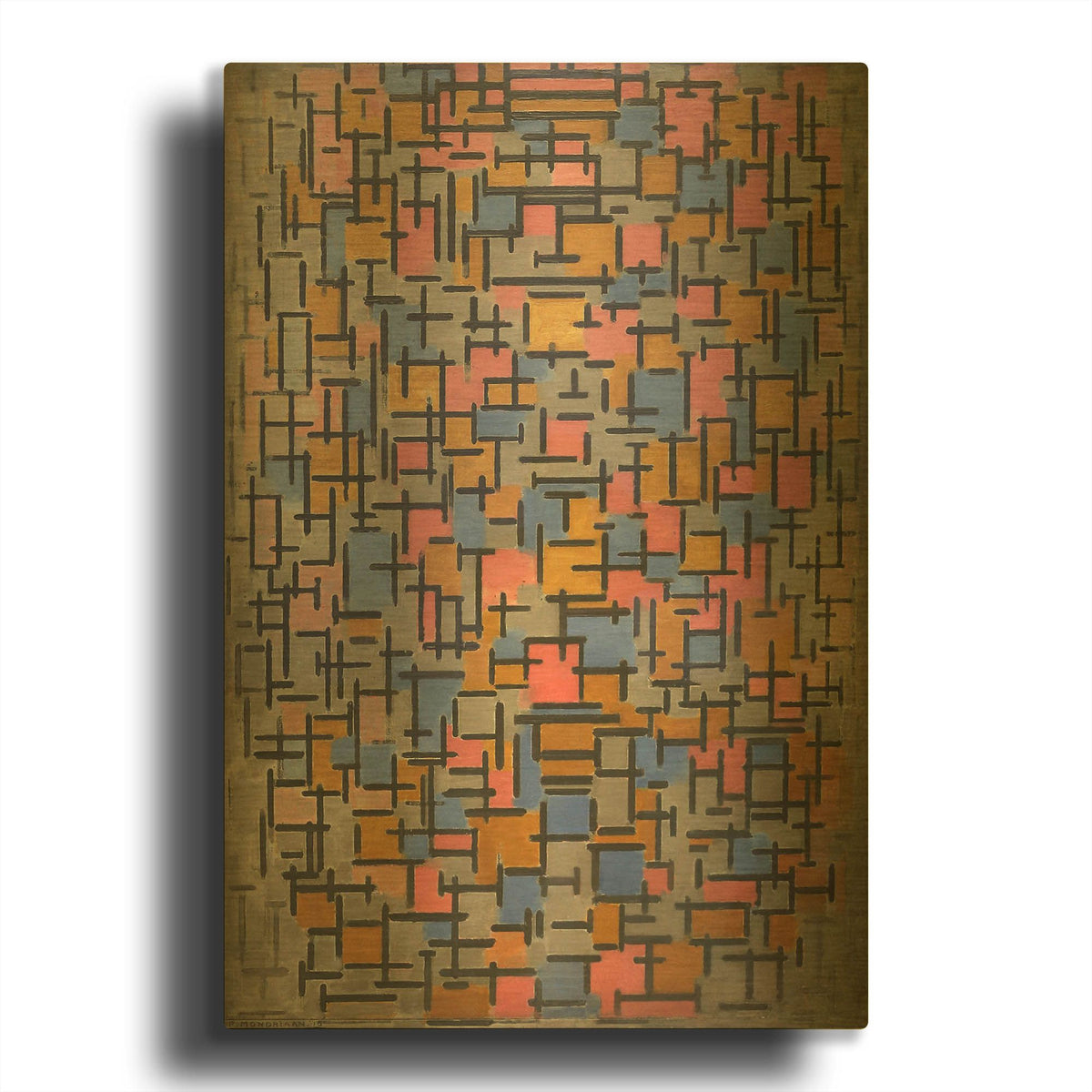 'Composizione, 1916' By Piet Mondrian Gold Metal Wall Art
