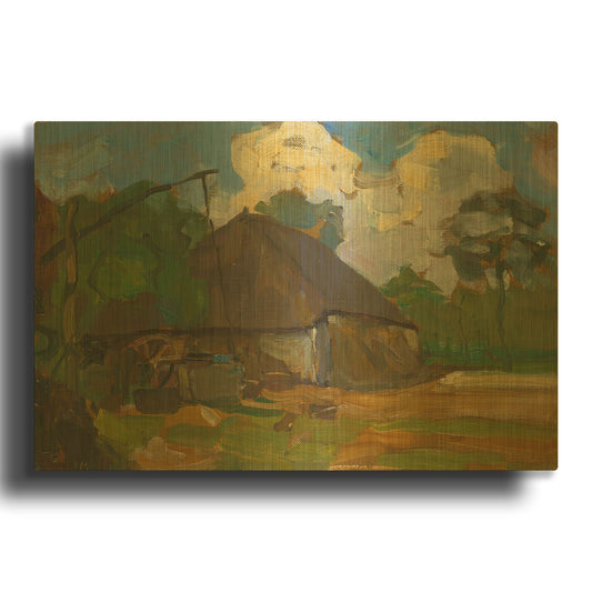 'Farm Building With Well In Daylight, 1907' By Piet Mondrian Gold Metal Wall Art