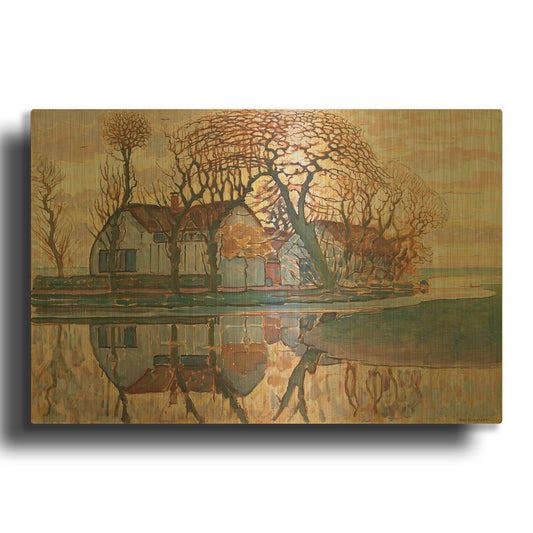 'Farm near Duivendrecht, 1916' By Piet Mondrian Gold Metal Wall Art