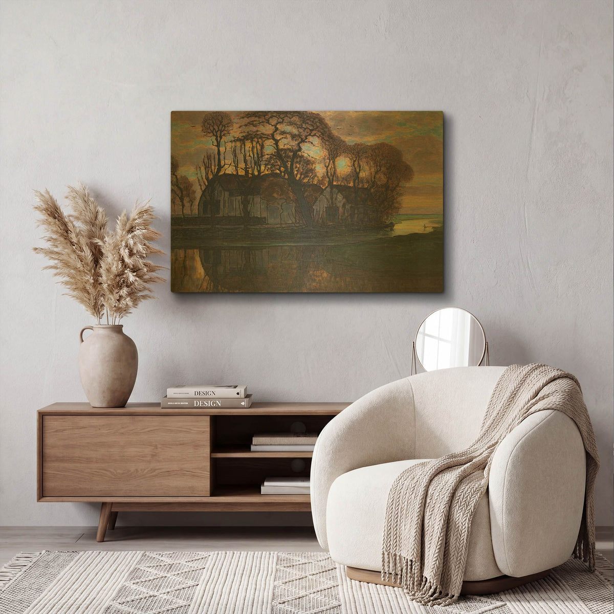 'Farm Near Duivendrecht, in the Evening, 1916' By Piet Mondrian Gold Metal Wall Art