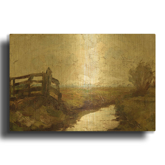 'Irrigation Ditch with Wood Gate at Left, 1894-1895' By Piet Mondrian Gold Metal Wall Art