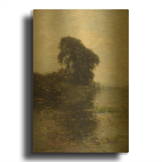'Landzicht Farm under Light Blue Sky, 1906' By Piet Mondrian Gold Metal Wall Art