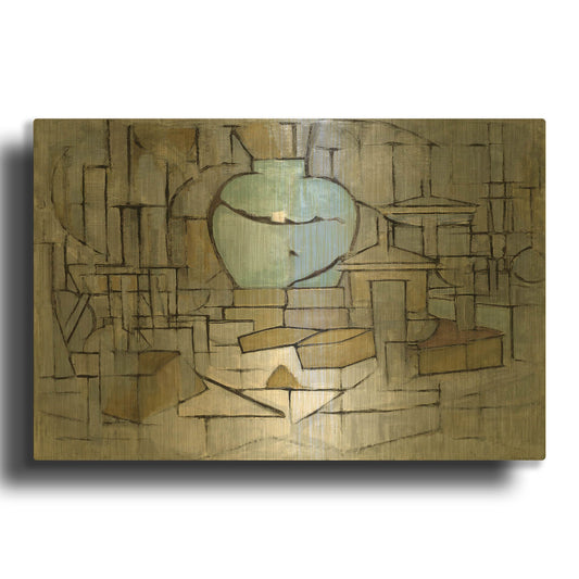 'Still Life with Gingerpot II, 1912' By Piet Mondrian Gold Metal Wall Art