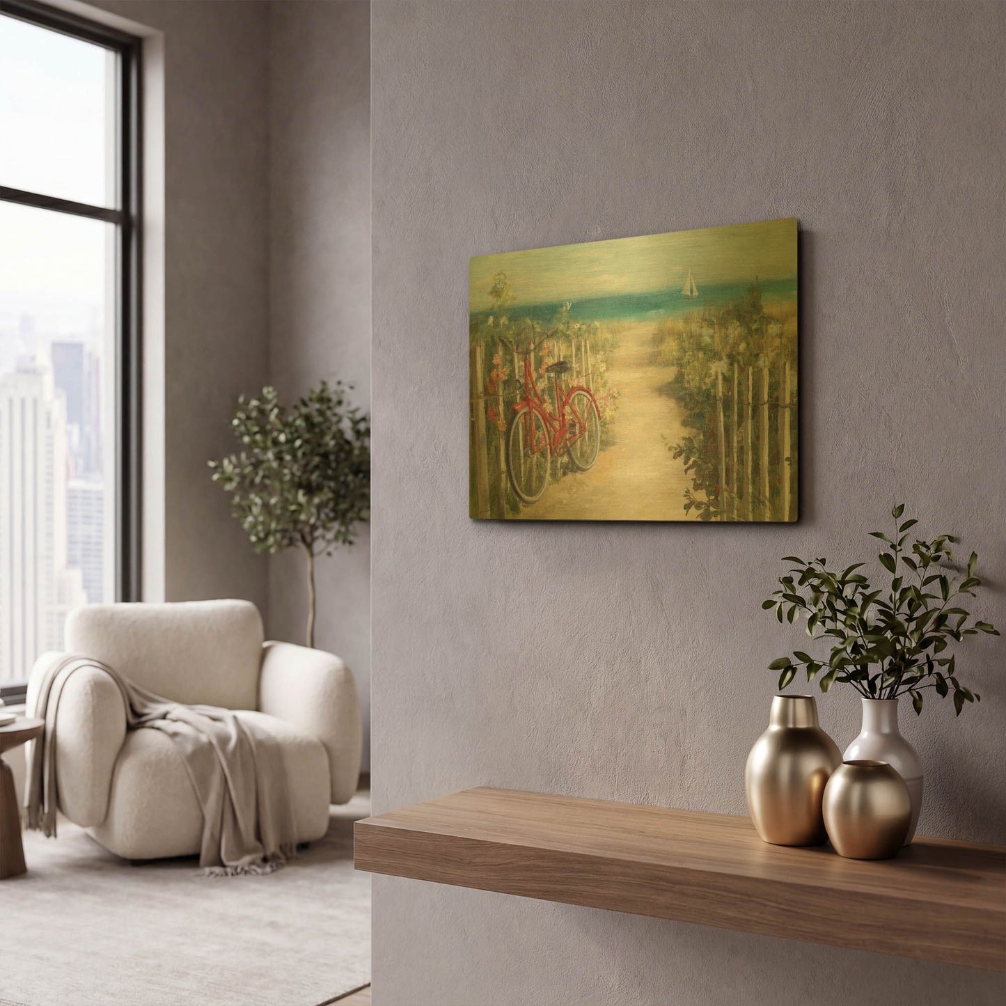 'Summer Ride Crop' By Danhui Nai Gold Metal Wall Art