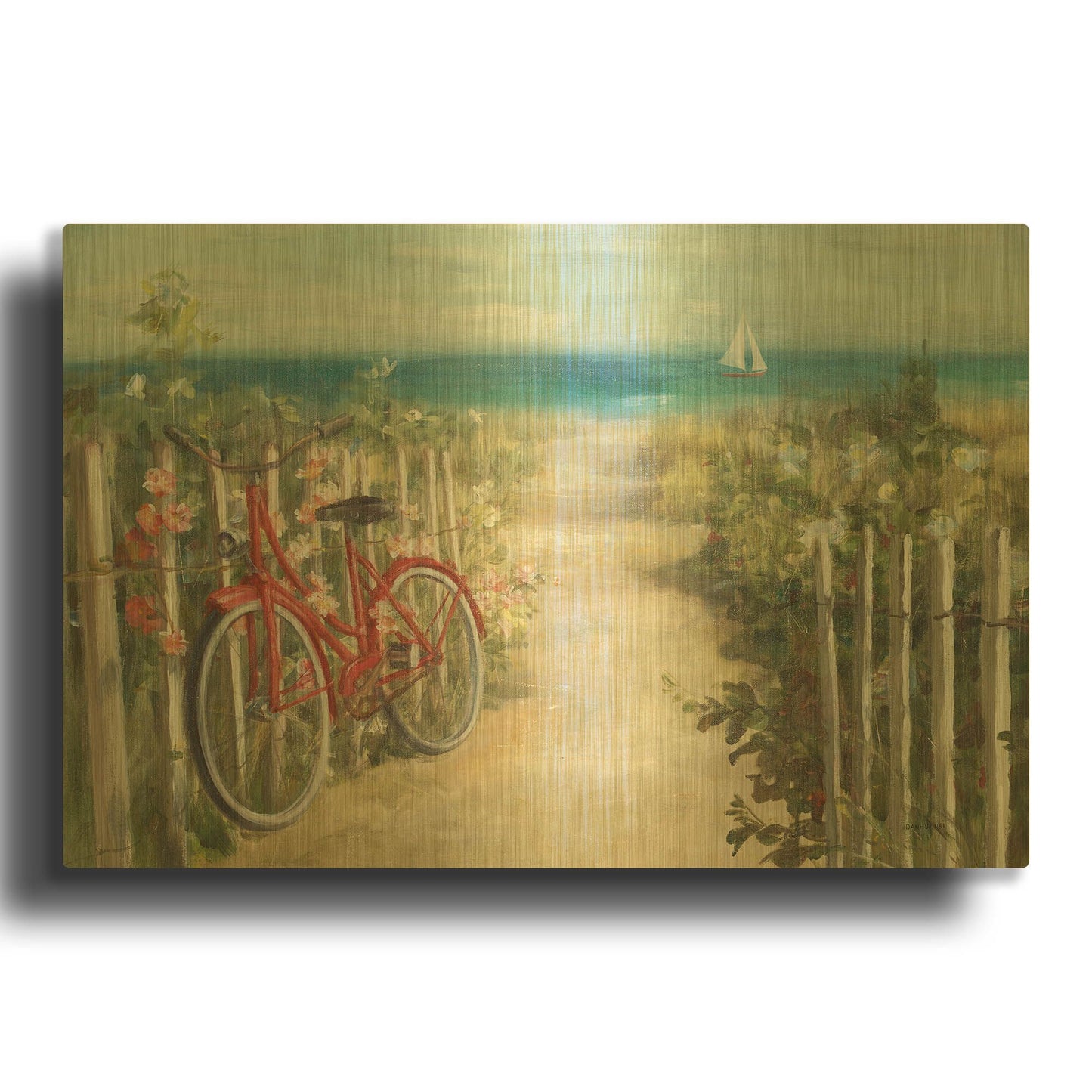 'Summer Ride Crop' By Danhui Nai Gold Metal Wall Art