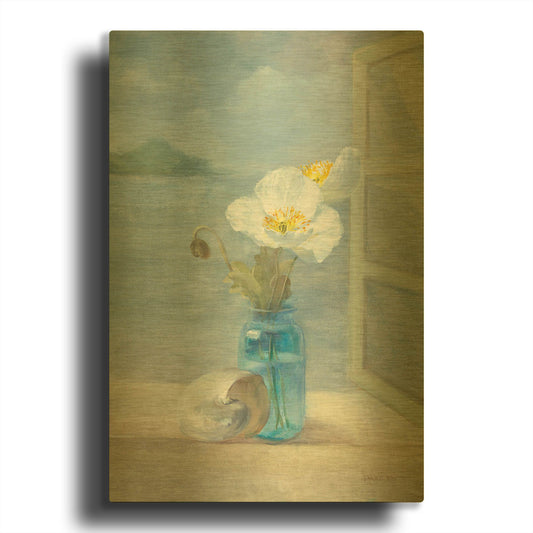 'Coastal Florals II' By Danhui Nai Gold Metal Wall Art