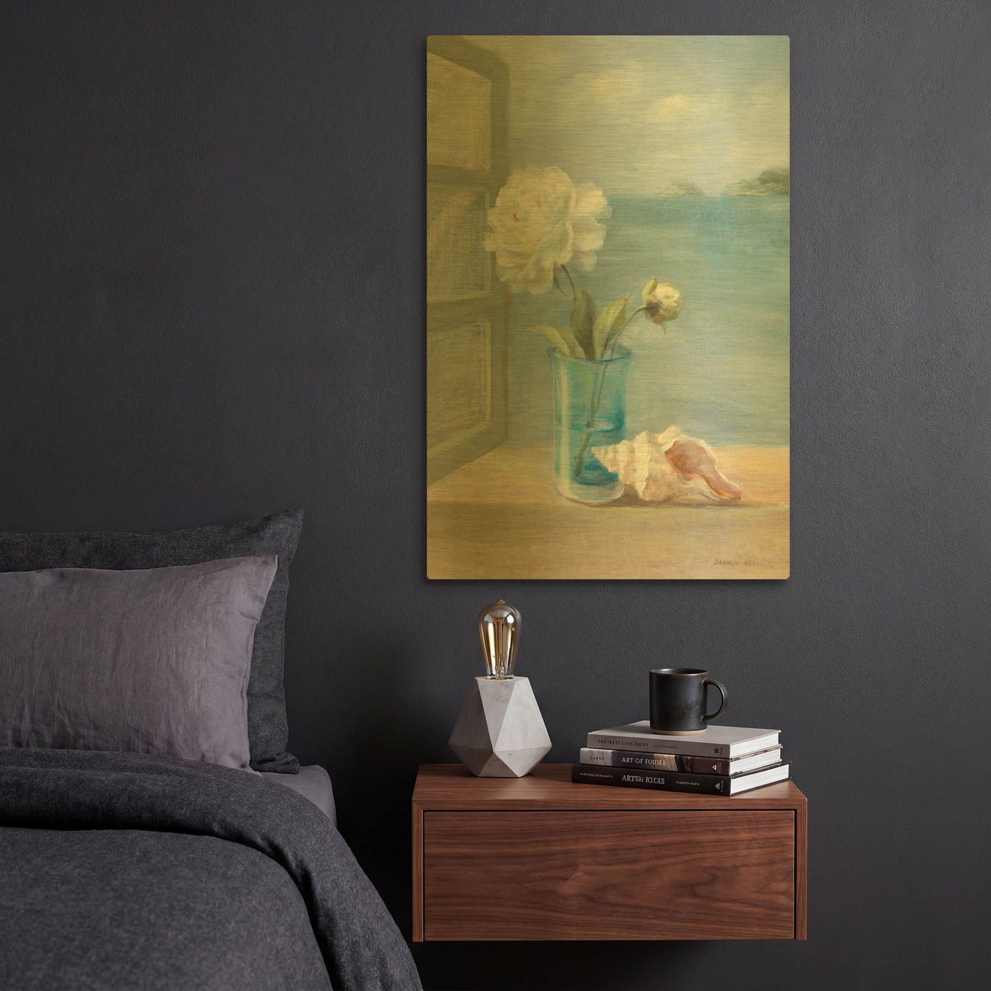 'Coastal Florals I' By Danhui Nai Gold Metal Wall Art