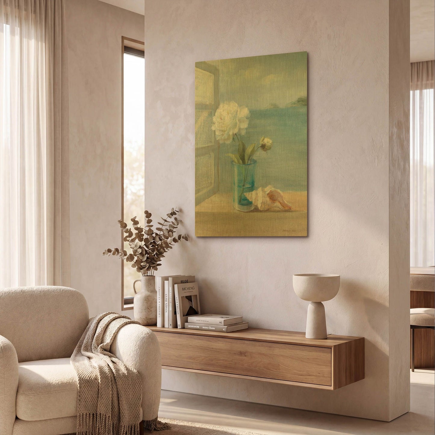 'Coastal Florals I' By Danhui Nai Gold Metal Wall Art