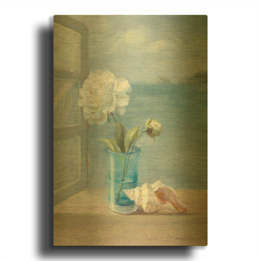 'Coastal Florals I' By Danhui Nai Gold Metal Wall Art