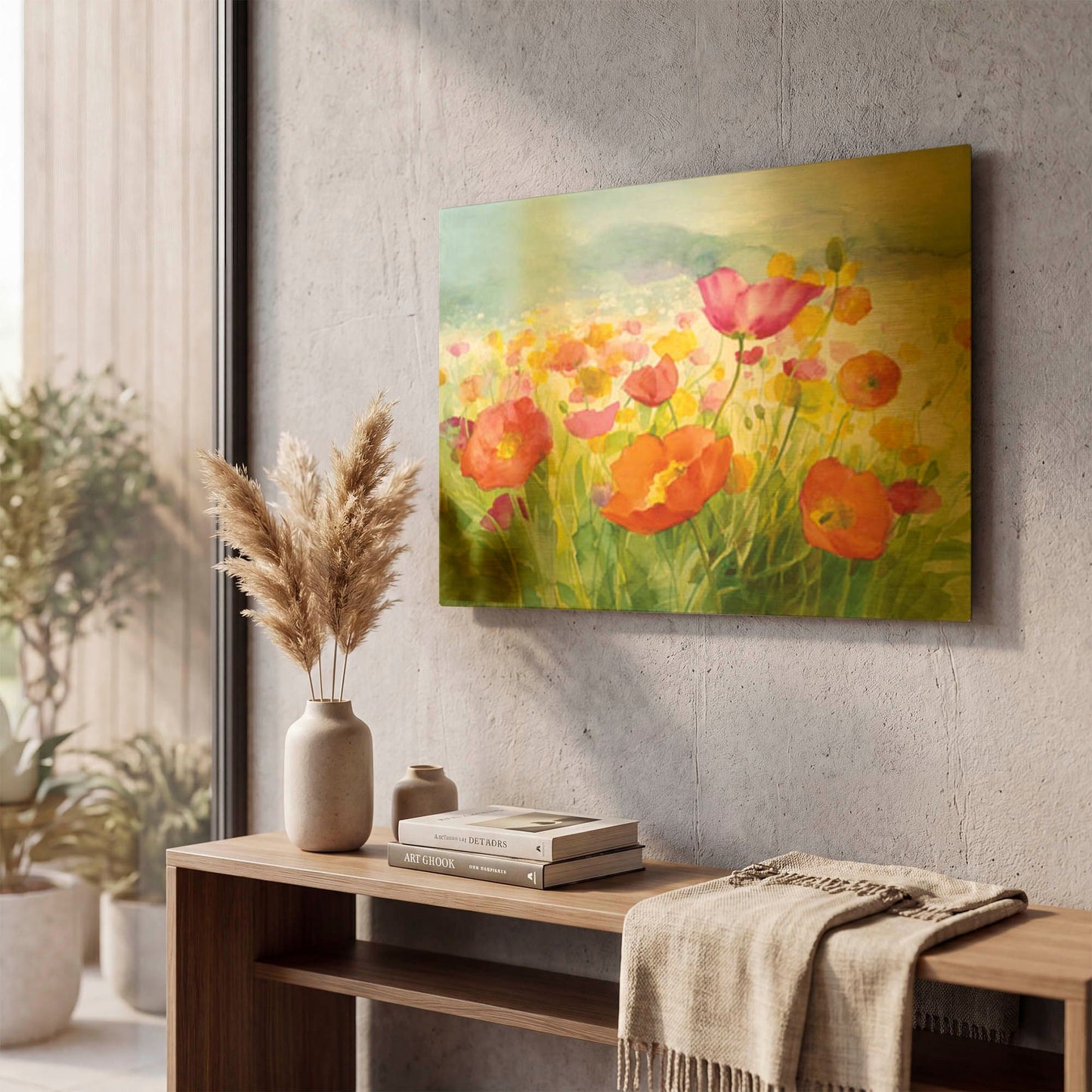 'Meadow Poppies' By Danhui Nai Gold Metal Wall Art