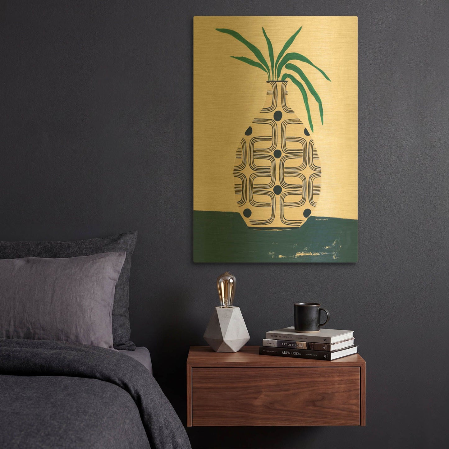'Beverly Vase' By Megan Galante Gold Metal Wall Art