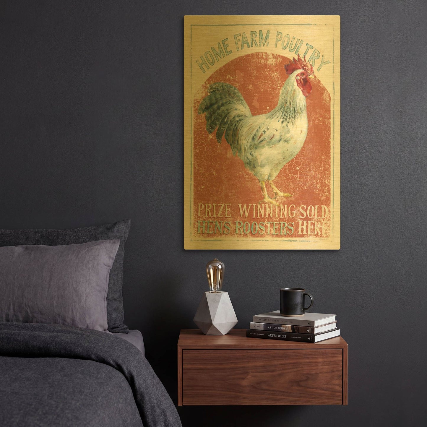 'Farm Nostalgia IV' By Danhui Nai Gold Metal Wall Art