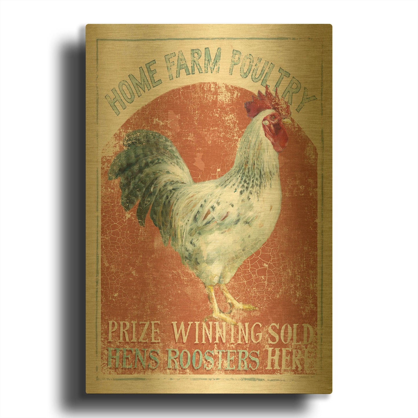 'Farm Nostalgia IV' By Danhui Nai Gold Metal Wall Art
