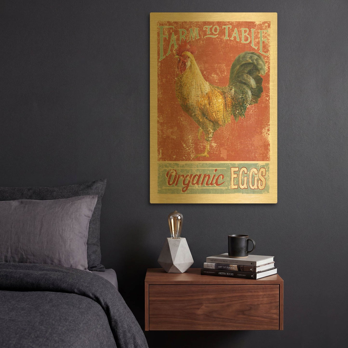 'Farm Nostalgia V' By Danhui Nai Gold Metal Wall Art